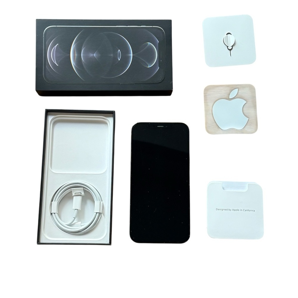 Apple iPhone 12 Pro 128 GB Graphite Gray Unlocked Box Lightening Cord Sticker